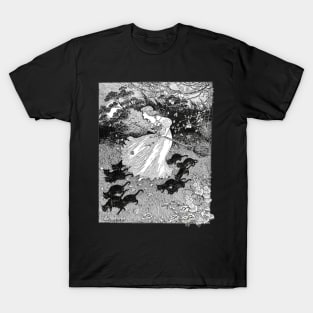 Witch and Black Cats - Ida Rentoul Outhwaite T-Shirt